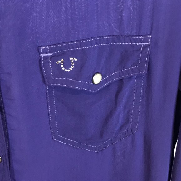 Womens Size Small True Religion Western Pearl Snap Button West Cryst Shirt Top - Picture 3 of 4